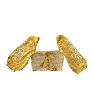 Embroidered Mustard Yellow Crop Top Size M